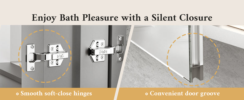 Soft-close hinges and groove door design