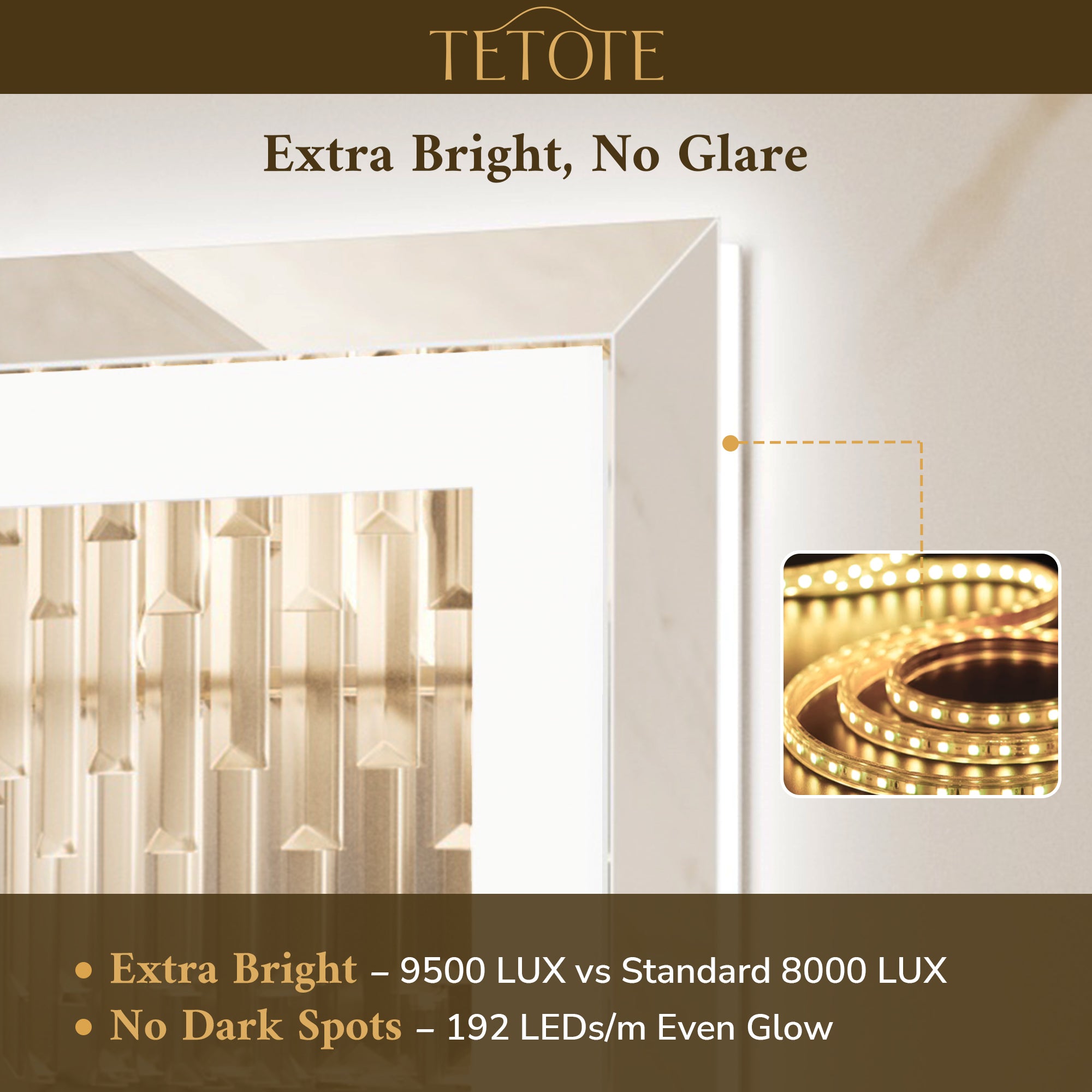 Beveled LED Bathroom Mirror Frontlit and Backlit