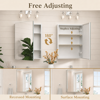 Tetote Rectangular Medicine Cabinet – Assembly Required, Soft-Close, Adjustable Shelves