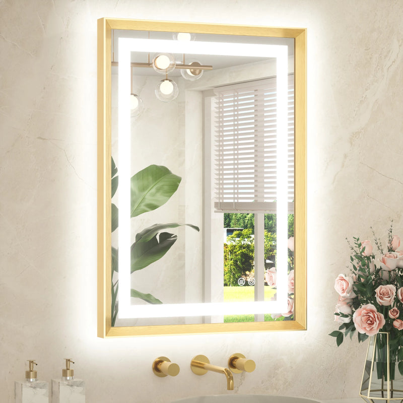 Metal Framed Front & Back LED Mirror, Anti-Fog & Dimmable Touch Controls