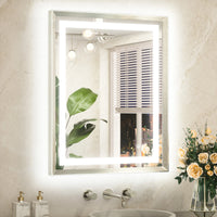 Metal Framed Front & Back LED Mirror, Anti-Fog & Dimmable Touch Controls