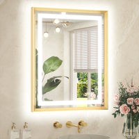 Metal Framed Front & Back LED Mirror, Anti-Fog & Dimmable Touch Controls