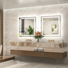 |30x30 inch LED bathroom mirror, backlit and front lit vanity light with anti-fog defogger, dimmable brightness, and 3 color temperatures.