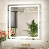 |30x30 inch LED bathroom mirror with anti-fog, dimmable backlit and front lit 3-color light for wall vanity.