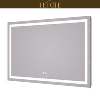 |30x48 inch LED bathroom mirror featuring shatterproof tempered glass, smart touch controls, and high-brightness anti-fog technology.