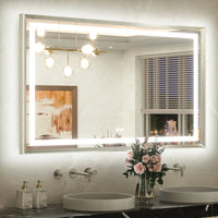Metal Framed Front & Back LED Mirror, Anti-Fog & Dimmable Touch Controls