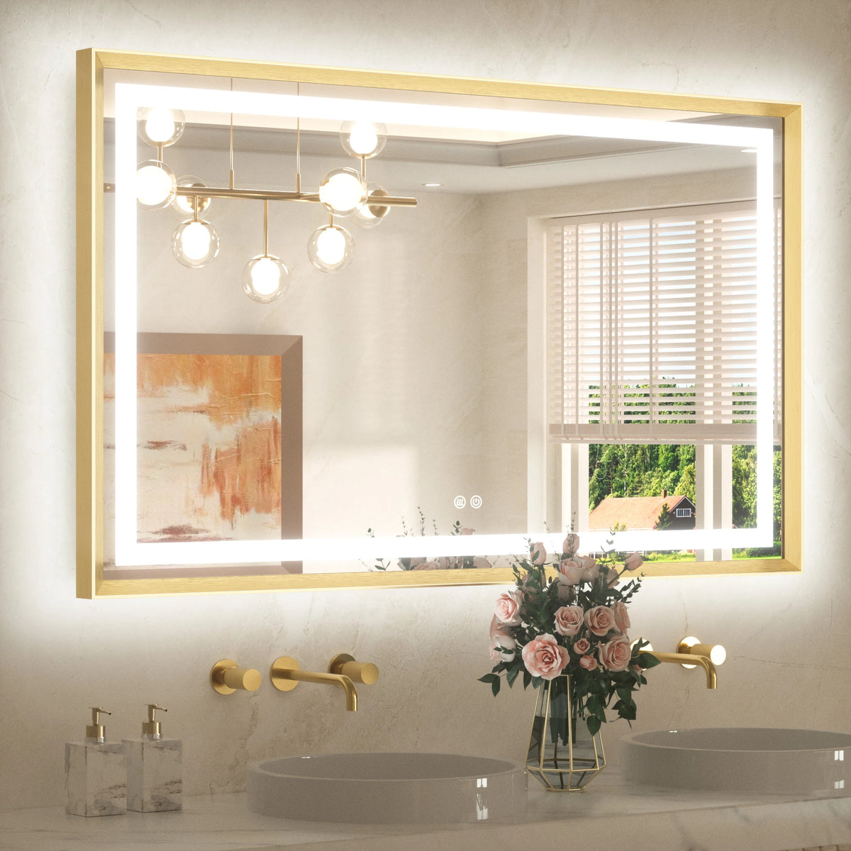 Framed Bathroom Mirror with Lights