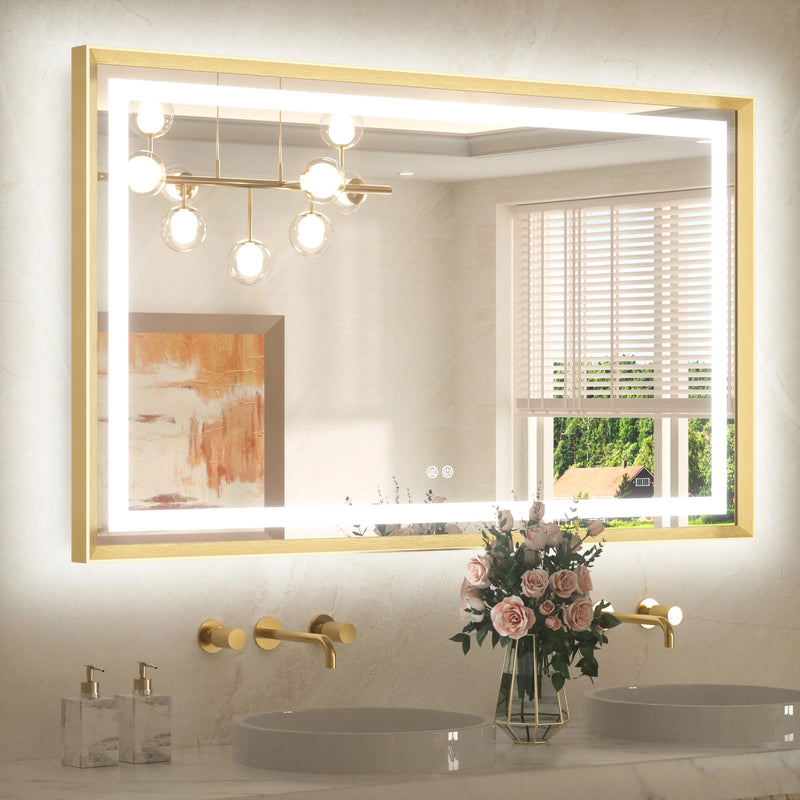Metal framed bathroom mirror