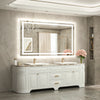 |30x55 inch LED bathroom mirror, backlit and front lit vanity light with anti-fog defogger, dimmable brightness, and 3 color temperatures.