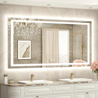 |30x55 inch LED bathroom mirror with anti-fog, dimmable backlit and front lit 3-color light for wall vanity.