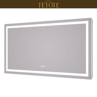 |30x55 inch LED bathroom mirror featuring shatterproof tempered glass, smart touch controls, and high-brightness anti-fog technology.