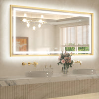 Metal Framed Front & Back LED Mirror, Anti-Fog & Dimmable Touch Controls