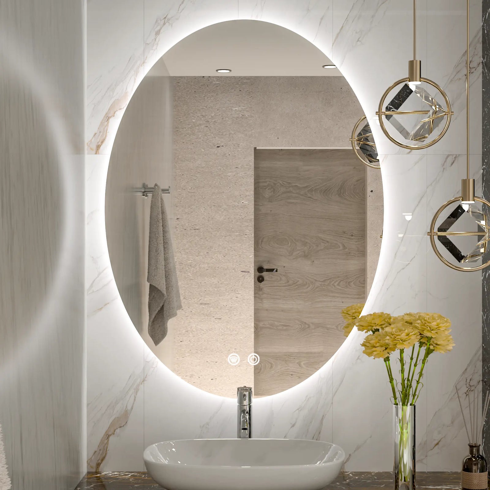 Oval Backlit Bathroom Mirror