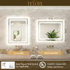|32x24 inch LED bathroom mirror with easy installation kit, supports vertical or horizontal mounting, plug-in or hardwire.