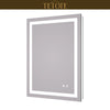 |32x24 inch LED bathroom mirror featuring shatterproof tempered glass, smart touch controls, and high-brightness anti-fog technology.