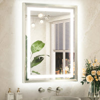 Metal Framed Front & Back LED Mirror, Anti-Fog & Dimmable Touch Controls