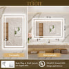 |32x40 inch LED bathroom mirror with easy installation kit, supports vertical or horizontal mounting, plug-in or hardwire.