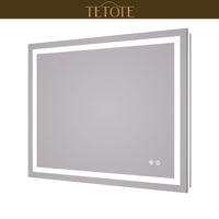 |32x40 inch LED bathroom mirror featuring shatterproof tempered glass, smart touch controls, and high-brightness anti-fog technology.