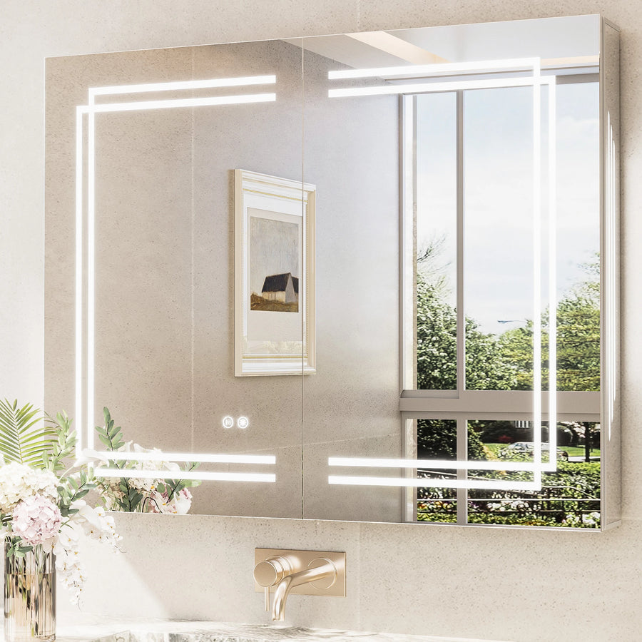 Trio-Lit LED Medicine Cabinet with illuminated front, interior and sides