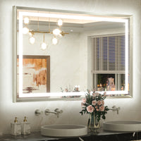 Metal Framed Front & Back LED Mirror, Anti-Fog & Dimmable Touch Controls