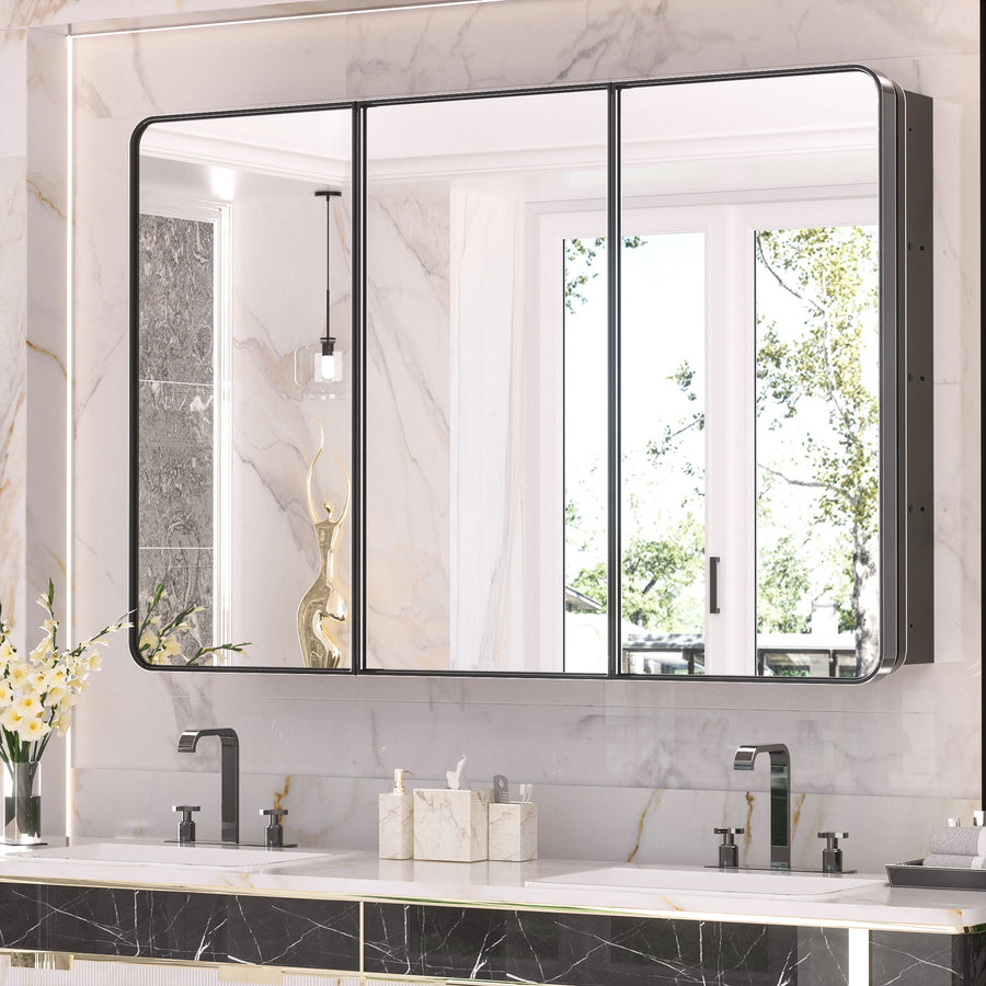 Black stainless steel framed medicine cabinet