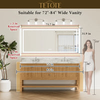 |32x72 inch LED bathroom mirror dimensions, designed for large bathrooms, double vanities, and luxury lighting coverage