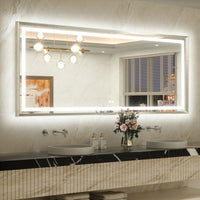Metal Framed Front & Back LED Mirror, Anti-Fog & Dimmable Touch Controls
