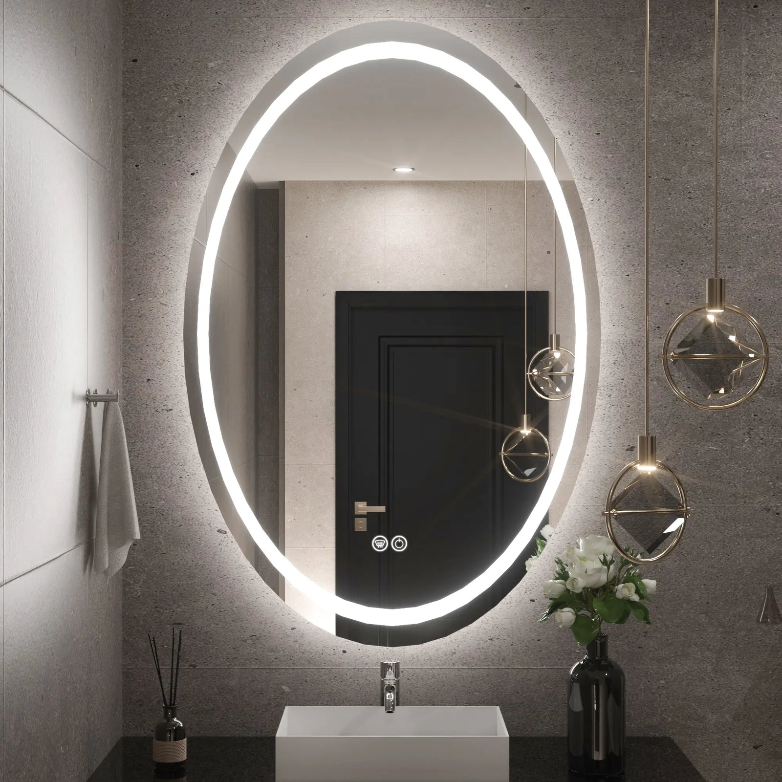 Oval LED Lighted Bathroom Mirror