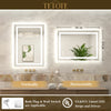 |36x24 inch LED bathroom mirror with easy installation kit, supports vertical or horizontal mounting, plug-in or hardwire.