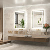 |36x24 inch LED bathroom mirror, backlit and front lit vanity light with anti-fog defogger, dimmable brightness, and 3 color temperatures.