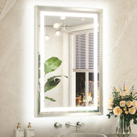 Metal Framed Front & Back LED Mirror, Anti-Fog & Dimmable Touch Controls