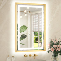 Metal Framed Front & Back LED Mirror, Anti-Fog & Dimmable Touch Controls