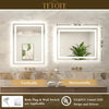 |36x28 inch LED bathroom mirror with easy installation kit, supports vertical or horizontal mounting, plug-in or hardwire