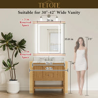 |36x28 inch LED bathroom mirror dimensions, perfect for standard bathroom setup, fits single or double sink vanities