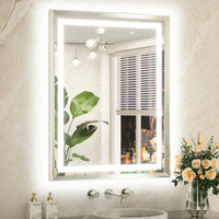Metal Framed Front & Back LED Mirror, Anti-Fog & Dimmable Touch Controls