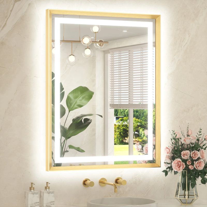 Metal Framed Front & Back LED Mirror, Anti-Fog & Dimmable Touch Controls