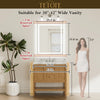 |36x30 inch LED bathroom mirror dimensions, perfect for standard bathroom setup, fits single or double sink vanities