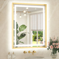 Metal Framed Front & Back LED Mirror, Anti-Fog & Dimmable Touch Controls