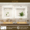 |36x32 inch LED bathroom mirror with easy installation kit, supports vertical or horizontal mounting, plug-in or hardwire.