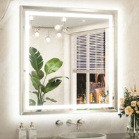 Metal Framed Front & Back LED Mirror, Anti-Fog & Dimmable Touch Controls