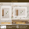 |36x42 inch LED bathroom mirror with easy installation kit, supports vertical or horizontal mounting, plug-in or hardwire.