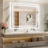 |36x42 inch LED bathroom mirror, backlit and front lit vanity light with anti-fog defogger, dimmable brightness, and 3 color temperatures.