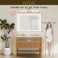 |36x42 inch LED bathroom mirror dimensions, perfect for standard bathroom setup, fits single or double sink vanities