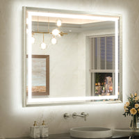 Metal Framed Front & Back LED Mirror, Anti-Fog & Dimmable Touch Controls
