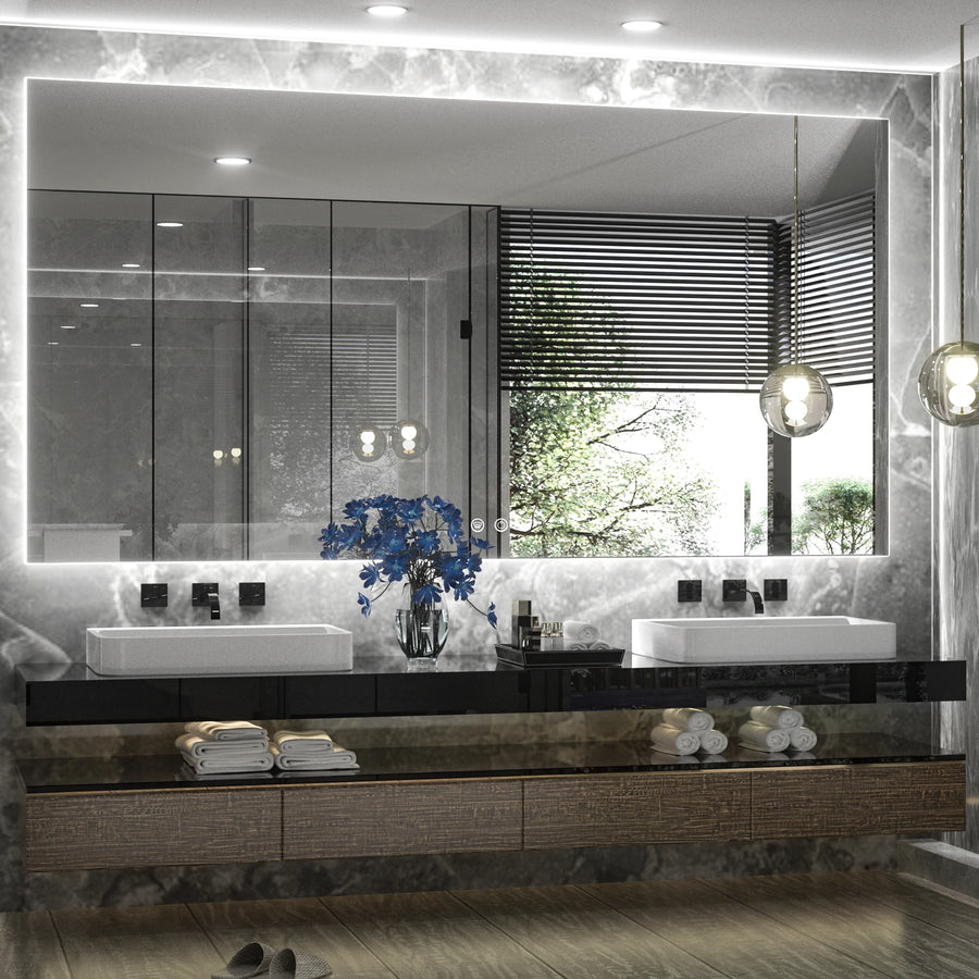 TETOTE frameless backlit bathroom mirror