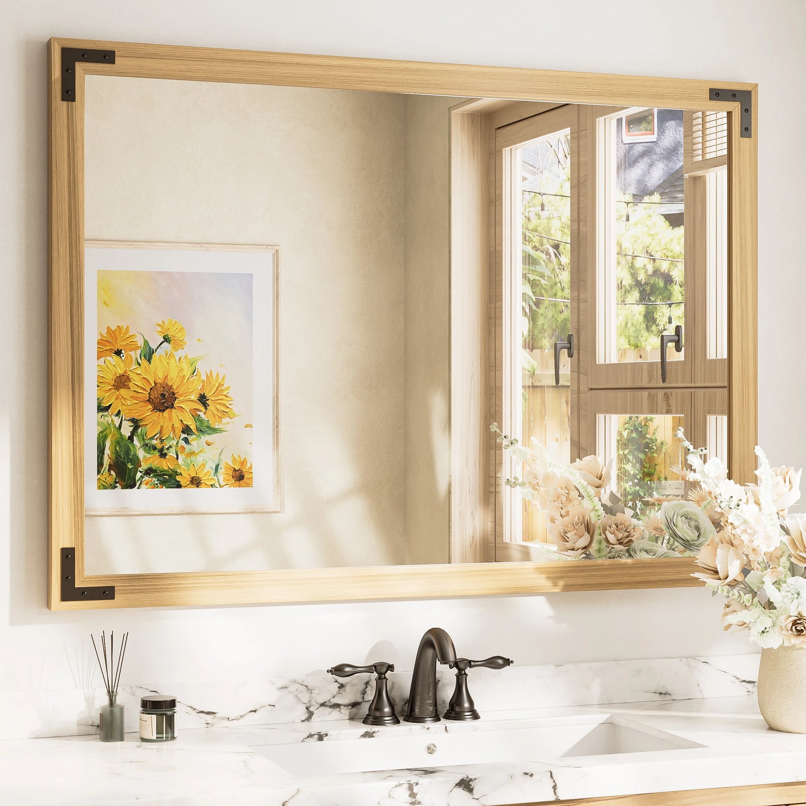 Farmhouse Wood Framed Bathroom Mirrors