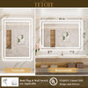 |36x48 inch LED bathroom mirror with easy installation kit, supports vertical or horizontal mounting, plug-in or hardwire.