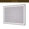 |36x48 inch LED bathroom mirror featuring shatterproof tempered glass, smart touch controls, and high-brightness anti-fog technology.