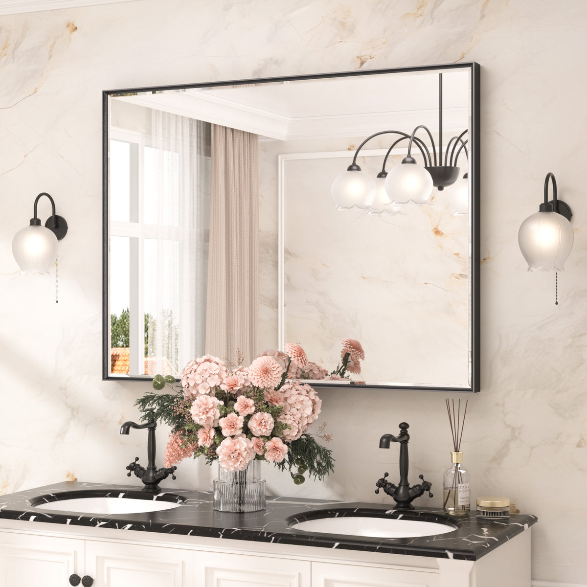 Beveled Bathroom Mirror Metal Framed