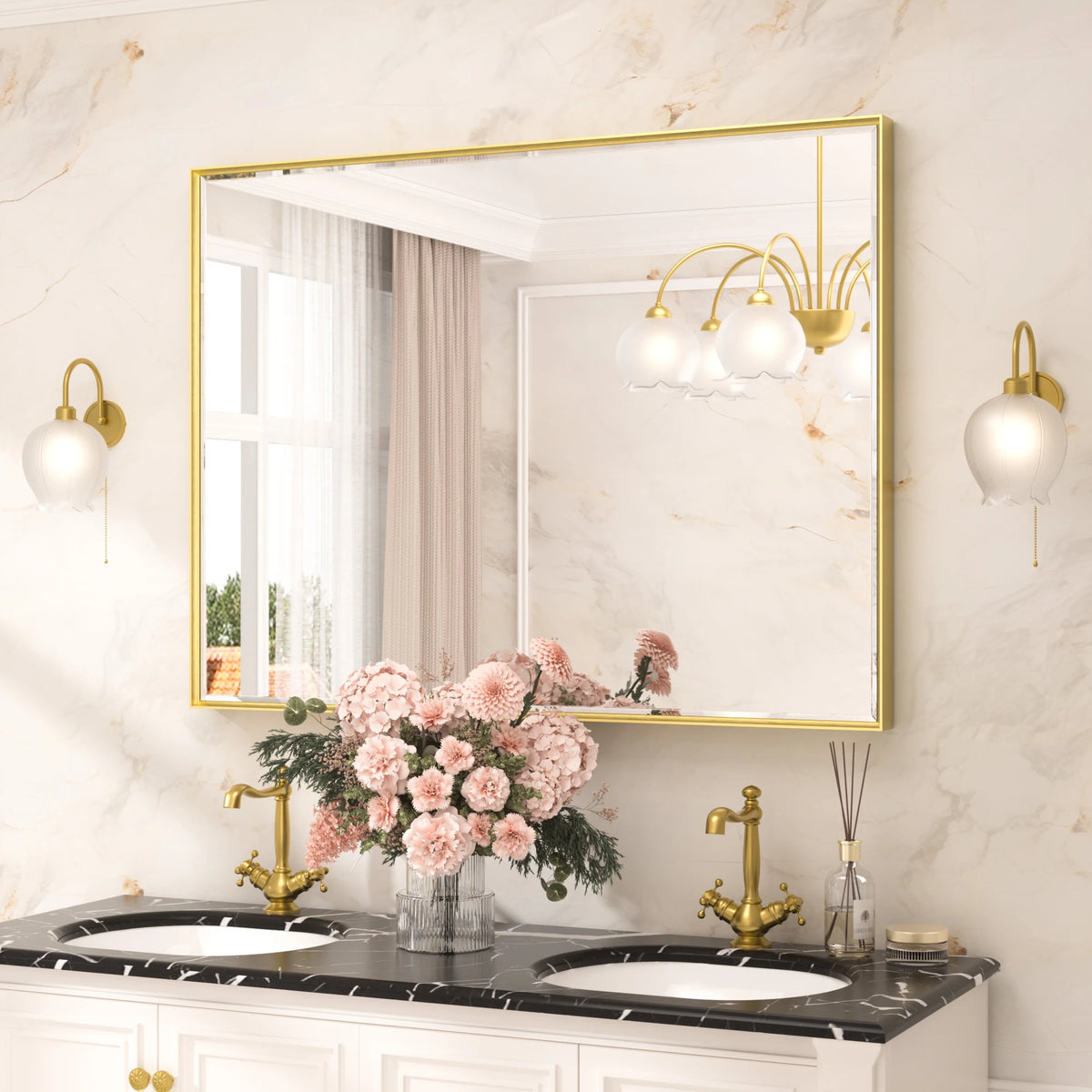 Beveled Bathroom Mirror Metal Framed